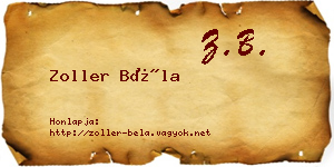 Zoller Béla névjegykártya